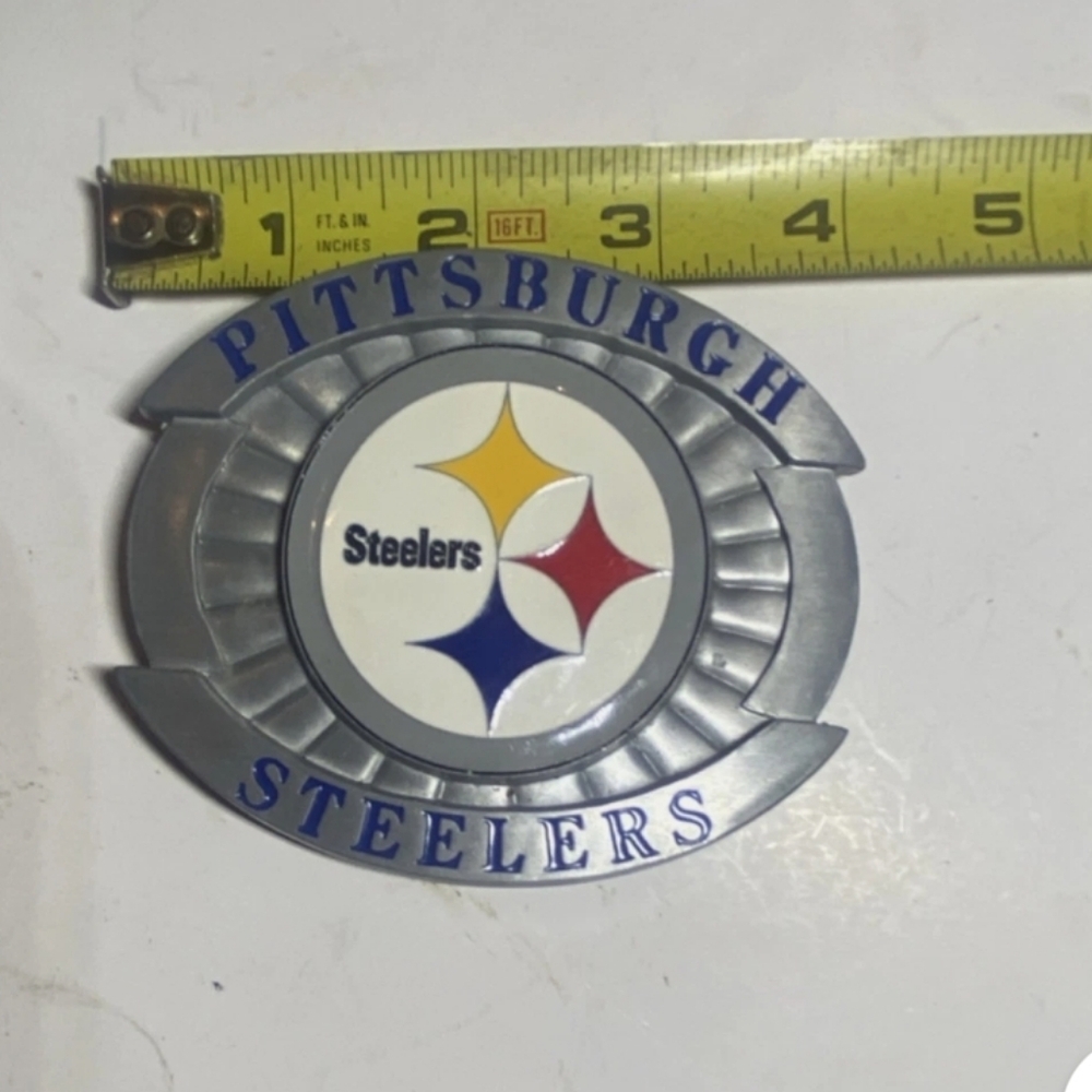 New Pittsburgh Steelers Silver and Multicolor Belt Buckle